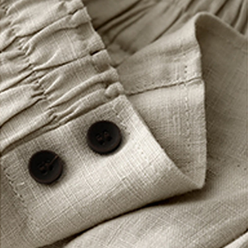 Pantaloncini da donna in lino e cotone con tasche, modello Buddha Stones, estivi, casual, a pieghe semplici - image 18