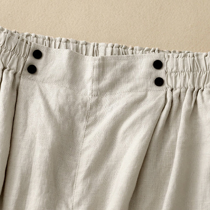 Pantaloncini da donna in lino e cotone con tasche, modello Buddha Stones, estivi, casual, a pieghe semplici - image 17