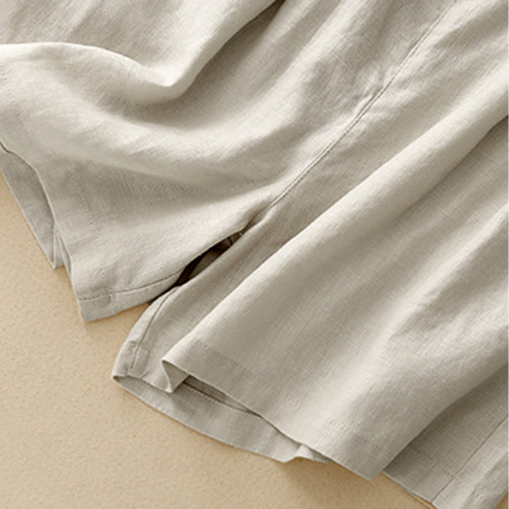 Pantaloncini da donna in lino e cotone con tasche, modello Buddha Stones, estivi, casual, a pieghe semplici - image 22