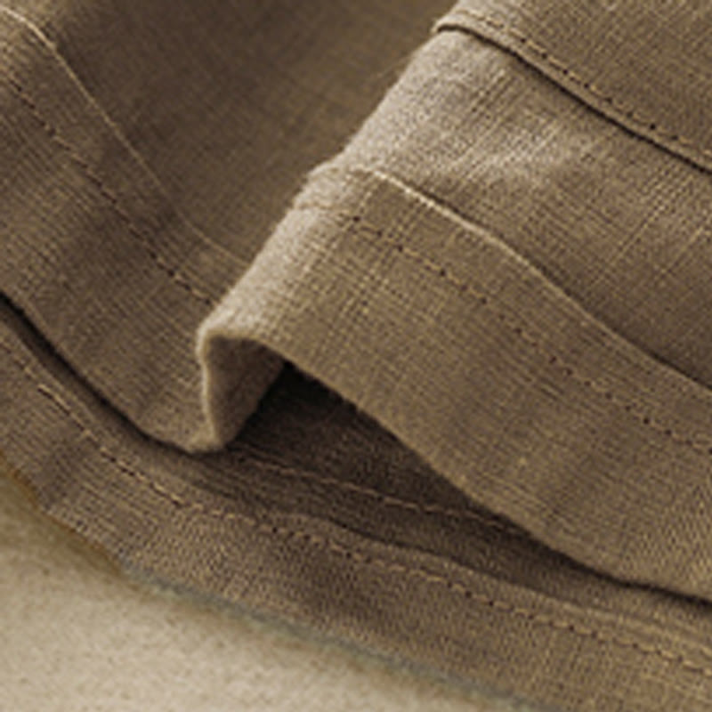 Pantaloncini dritti elastici da donna Buddha Stones, casual estivi, in cotone e lino, con tasche - image 2