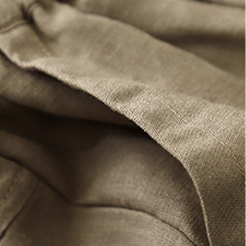 Pantaloncini dritti elastici da donna Buddha Stones, casual estivi, in cotone e lino, con tasche - image 3