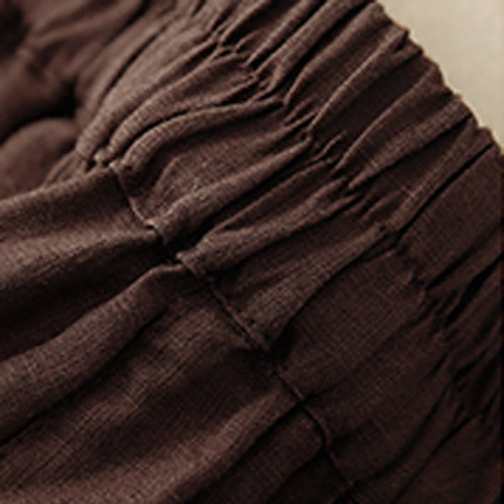 Pantaloncini dritti elastici da donna Buddha Stones, casual estivi, in cotone e lino, con tasche - image 8