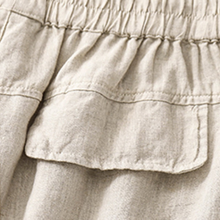 Pantaloncini dritti elastici da donna Buddha Stones, casual estivi, in cotone e lino, con tasche - image 20