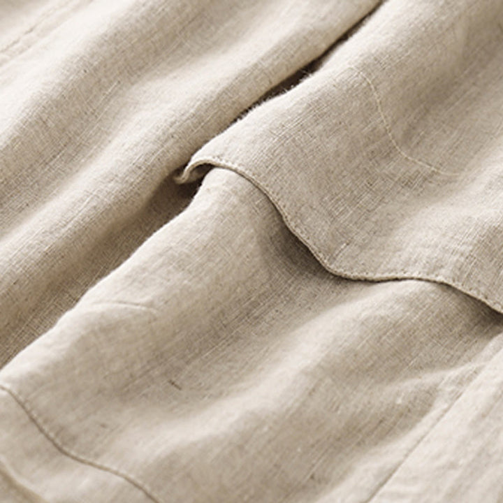 Pantaloncini dritti elastici da donna Buddha Stones, casual estivi, in cotone e lino, con tasche - image 19