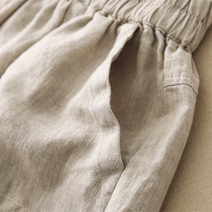 Pantaloncini dritti elastici da donna Buddha Stones, casual estivi, in cotone e lino, con tasche - image 17
