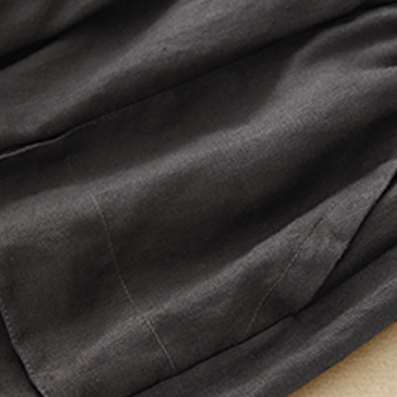 Pantaloncini dritti elastici da donna Buddha Stones, casual estivi, in cotone e lino, con tasche - image 25