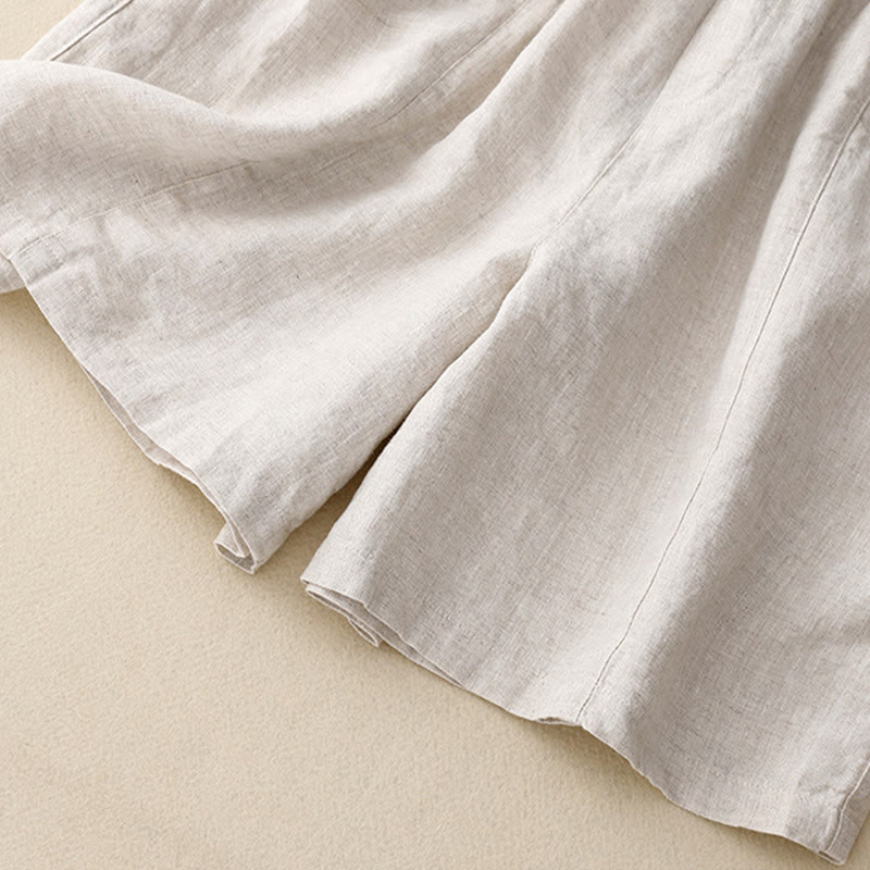 Pantaloncini da donna in cotone tinta unita con tasche e bottoni casual estivi Buddha Stones - image 12