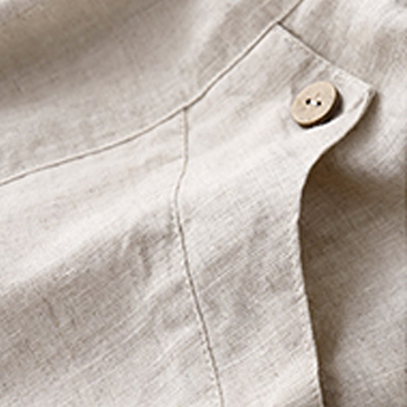 Pantaloncini da donna in cotone tinta unita con tasche e bottoni casual estivi Buddha Stones - image 9