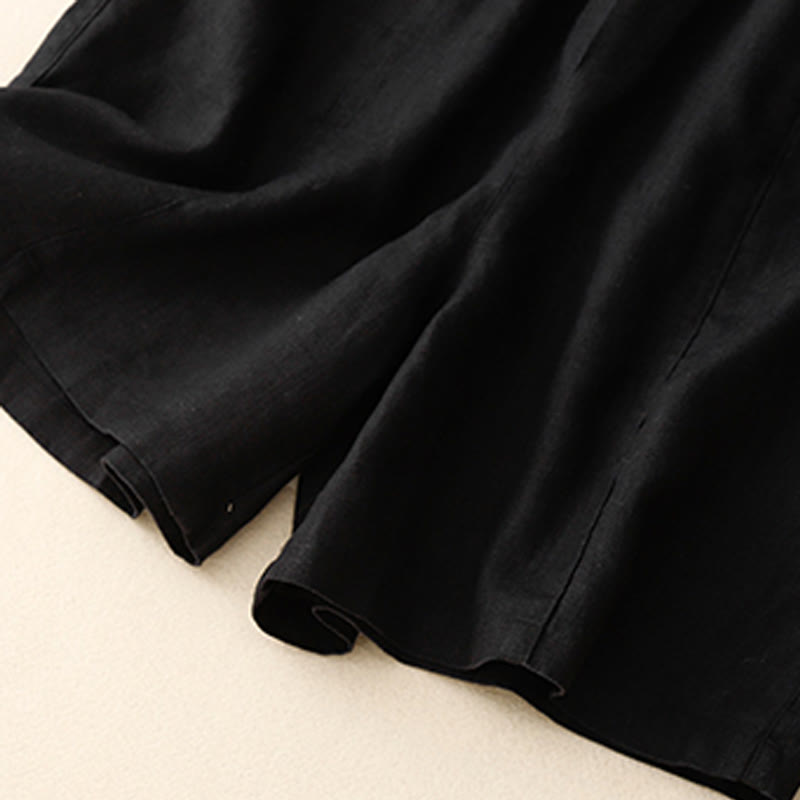 Pantaloncini da donna in cotone tinta unita con tasche e bottoni casual estivi Buddha Stones - image 24