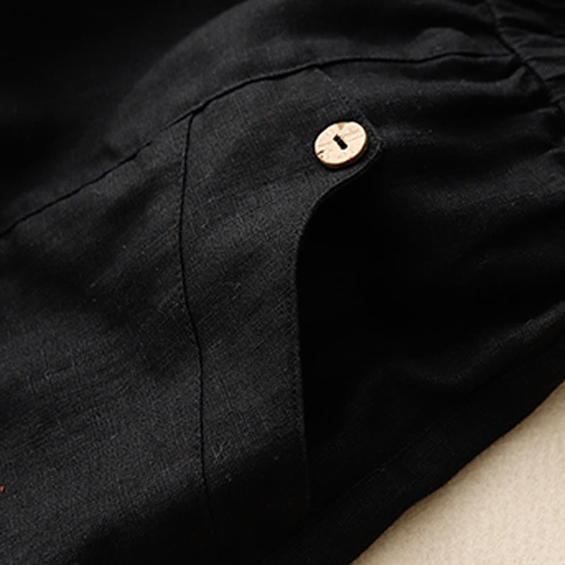 Pantaloncini da donna in cotone tinta unita con tasche e bottoni casual estivi Buddha Stones - image 23