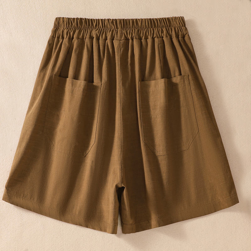 Pantaloncini da donna in poliestere con tasche, casual, estivi, elasticizzati e semplici, con Buddha Stones