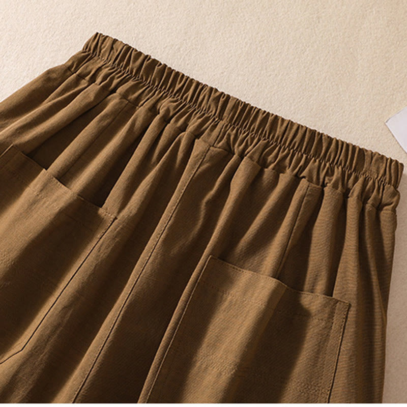 Pantaloncini da donna in poliestere con tasche, casual, estivi, elasticizzati e semplici, con Buddha Stones