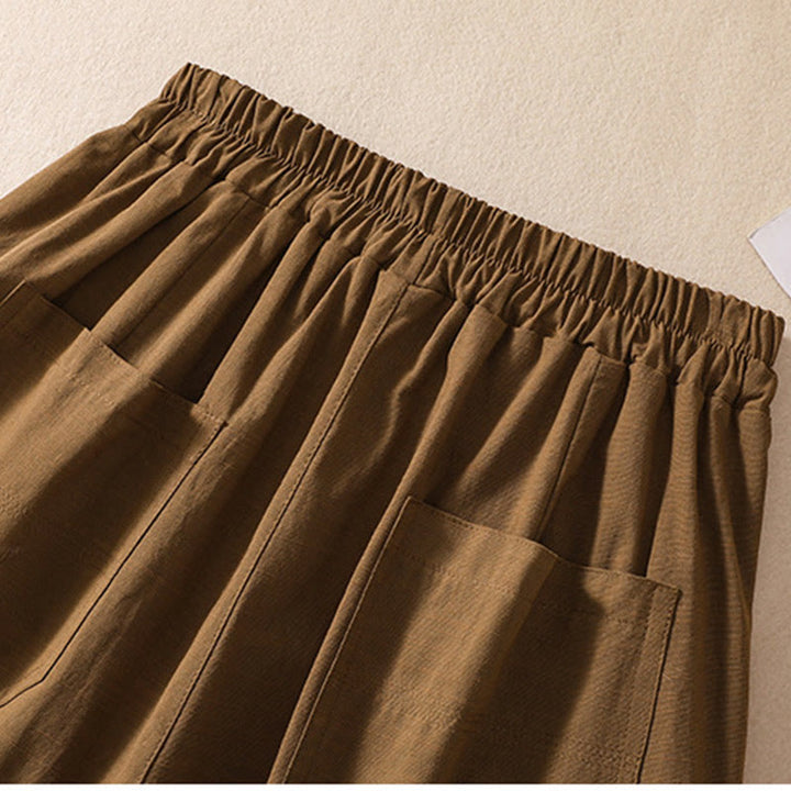 Pantaloncini da donna in poliestere con tasche, casual, estivi, elasticizzati e semplici, con Buddha Stones