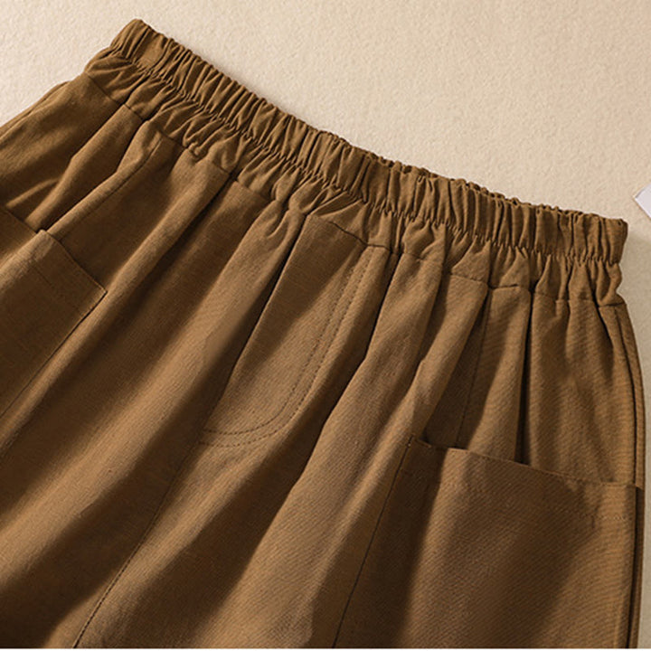 Pantaloncini da donna in poliestere con tasche, casual, estivi, elasticizzati e semplici, con Buddha Stones