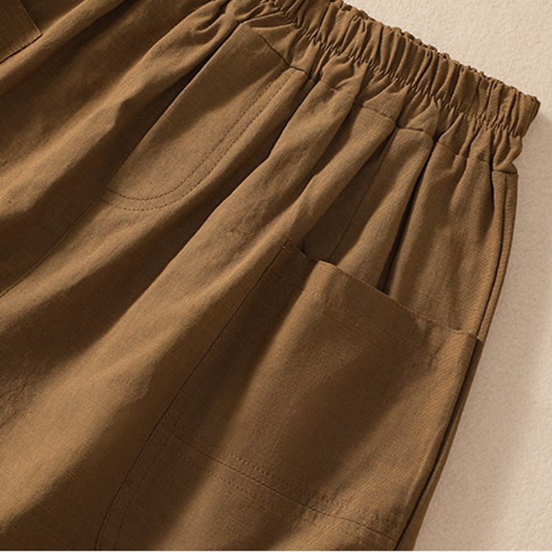 Pantaloncini da donna in poliestere con tasche, casual, estivi, elasticizzati e semplici, con Buddha Stones