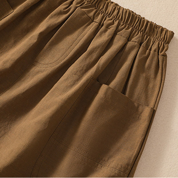 Pantaloncini da donna in poliestere con tasche, casual, estivi, elasticizzati e semplici, con Buddha Stones