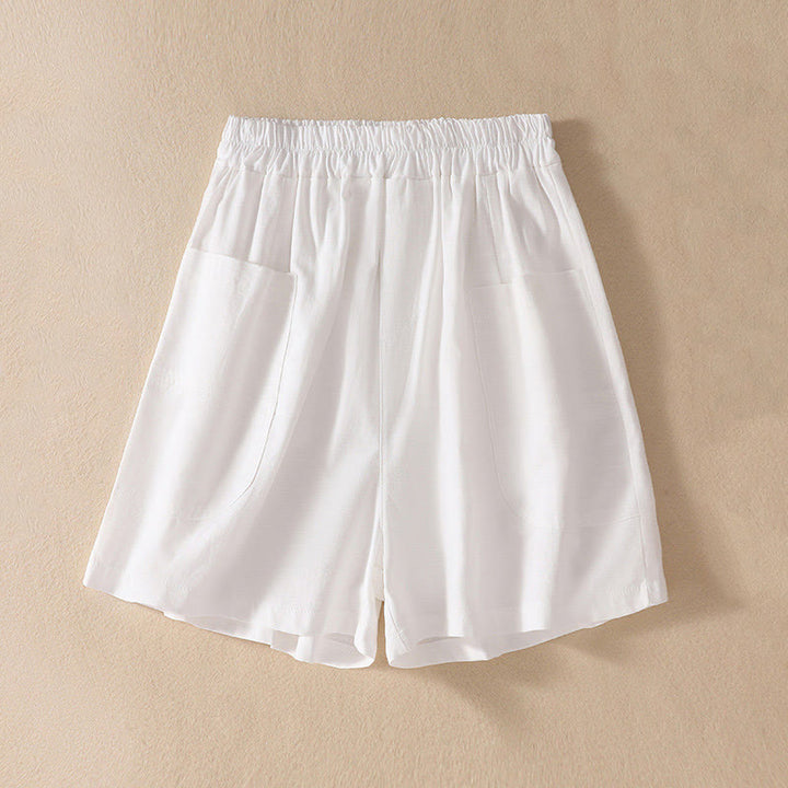 Pantaloncini da donna in poliestere con tasche, casual, estivi, elasticizzati e semplici, con Buddha Stones
