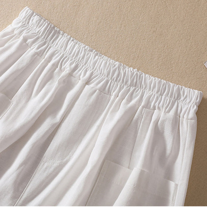 Pantaloncini da donna in poliestere con tasche, casual, estivi, elasticizzati e semplici, con Buddha Stones