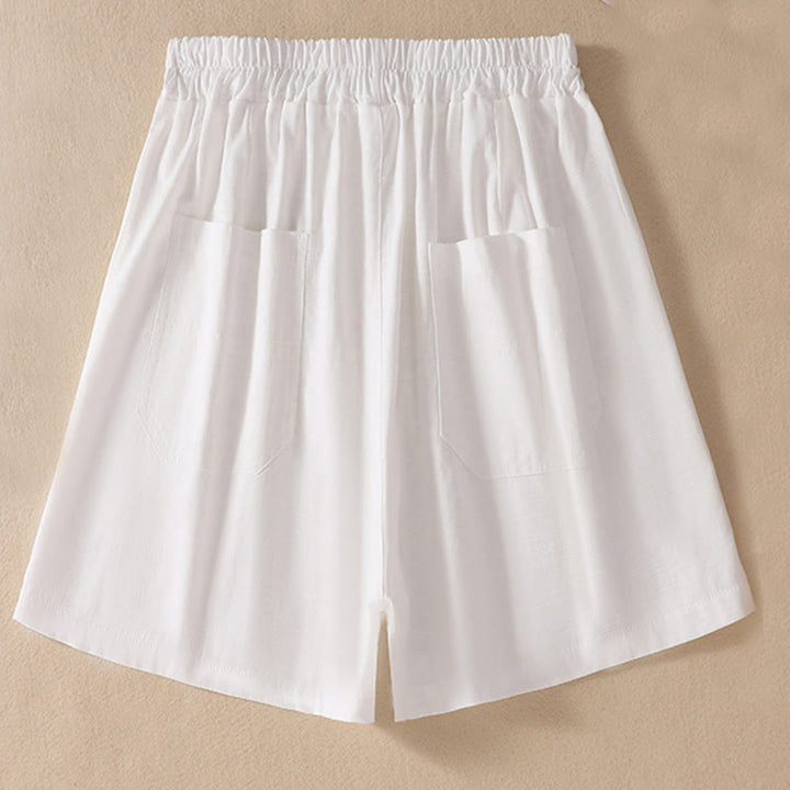Pantaloncini da donna in poliestere con tasche, casual, estivi, elasticizzati e semplici, con Buddha Stones