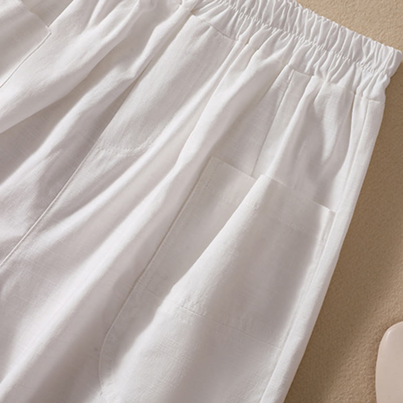 Pantaloncini da donna in poliestere con tasche, casual, estivi, elasticizzati e semplici, con Buddha Stones