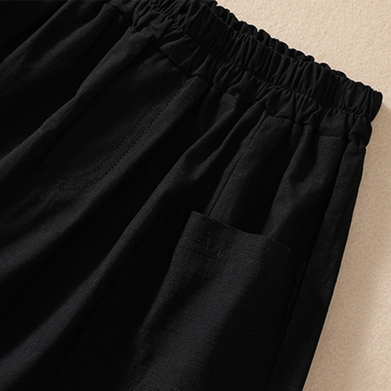 Pantaloncini da donna in poliestere con tasche, casual, estivi, elasticizzati e semplici, con Buddha Stones