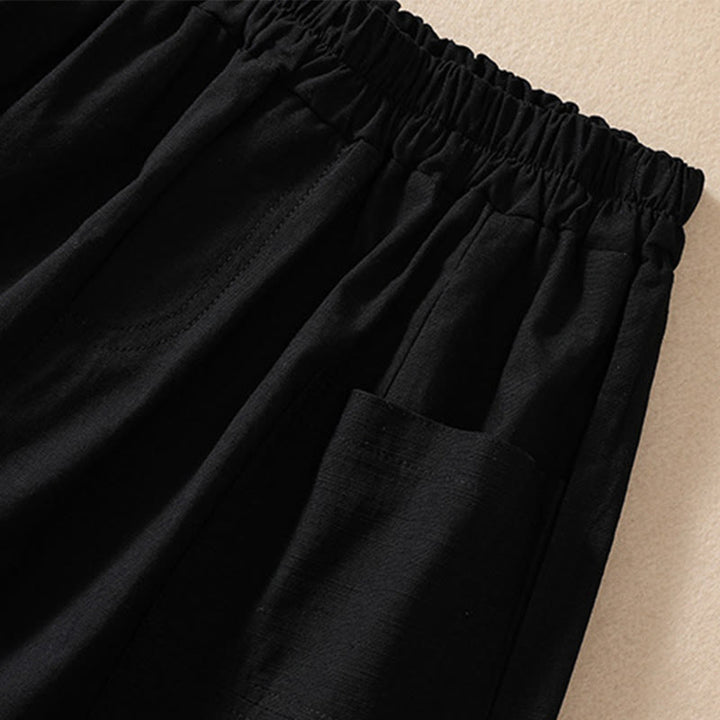 Pantaloncini da donna in poliestere con tasche, casual, estivi, elasticizzati e semplici, con Buddha Stones