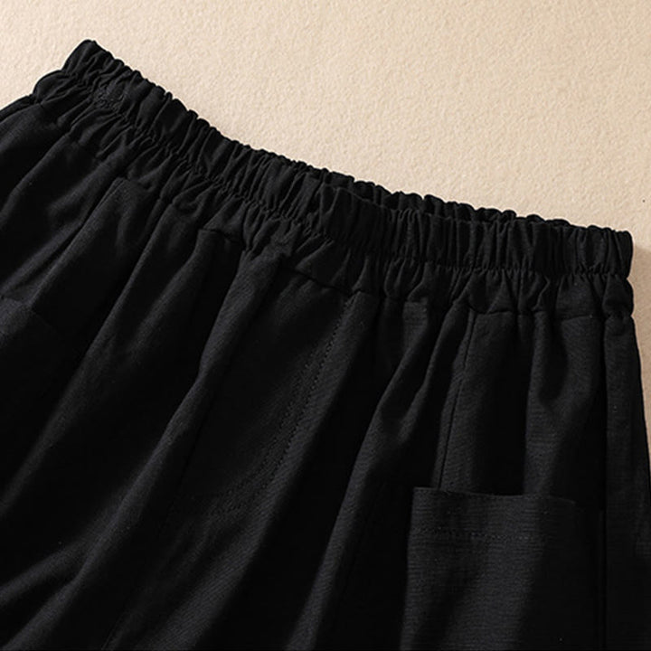 Pantaloncini da donna in poliestere con tasche, casual, estivi, elasticizzati e semplici, con Buddha Stones
