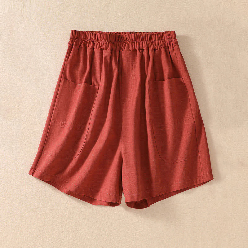 Pantaloncini da donna in poliestere con tasche, casual, estivi, elasticizzati e semplici, con Buddha Stones
