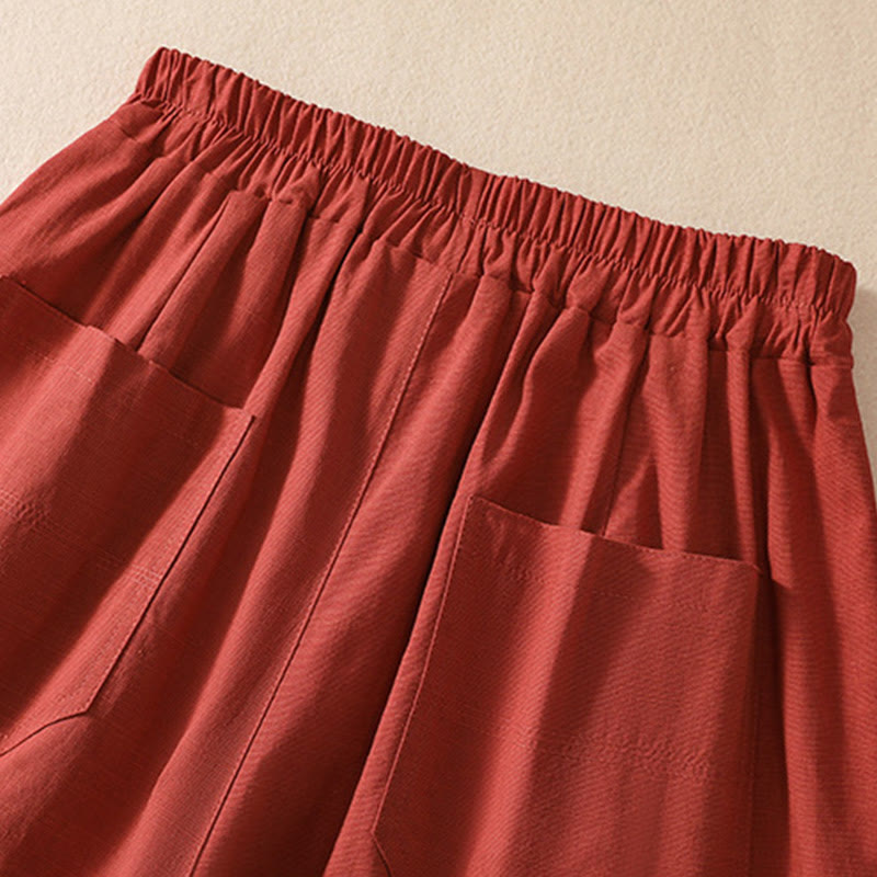 Pantaloncini da donna in poliestere con tasche, casual, estivi, elasticizzati e semplici, con Buddha Stones