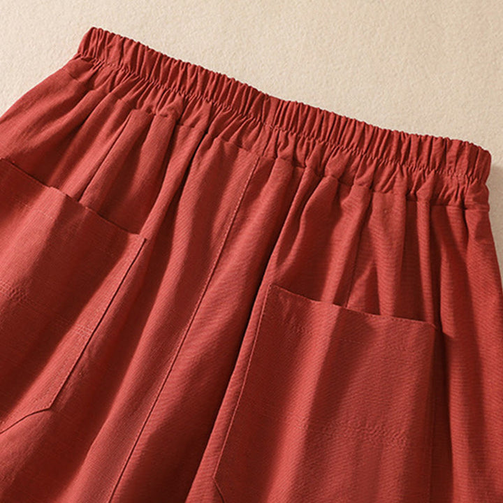Pantaloncini da donna in poliestere con tasche, casual, estivi, elasticizzati e semplici, con Buddha Stones