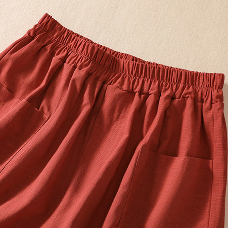 Pantaloncini da donna in poliestere con tasche, casual, estivi, elasticizzati e semplici, con Buddha Stones