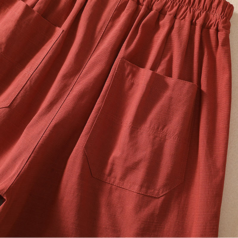 Pantaloncini da donna in poliestere con tasche, casual, estivi, elasticizzati e semplici, con Buddha Stones
