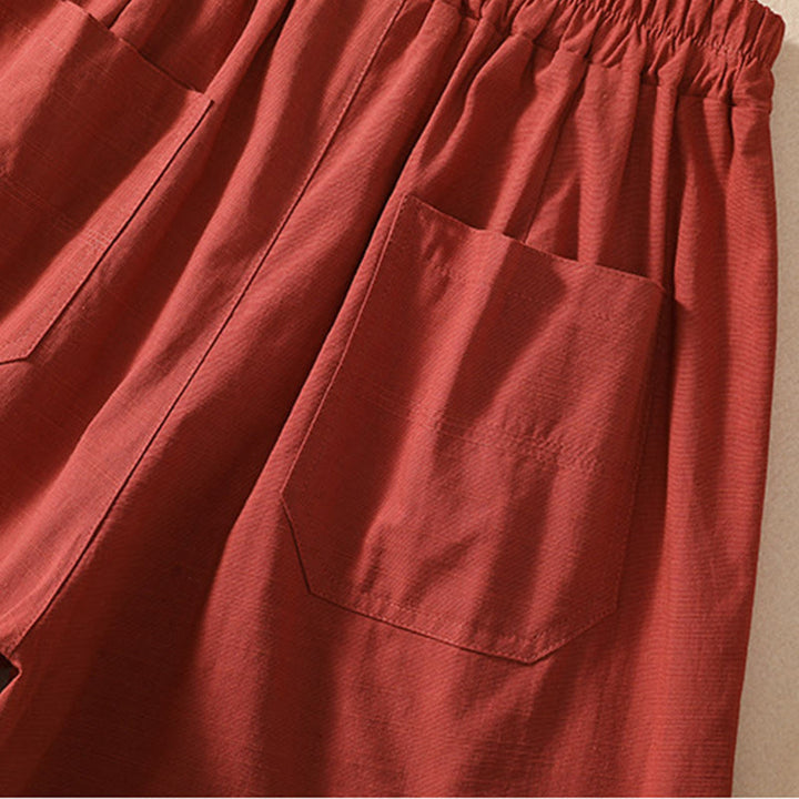Pantaloncini da donna in poliestere con tasche, casual, estivi, elasticizzati e semplici, con Buddha Stones