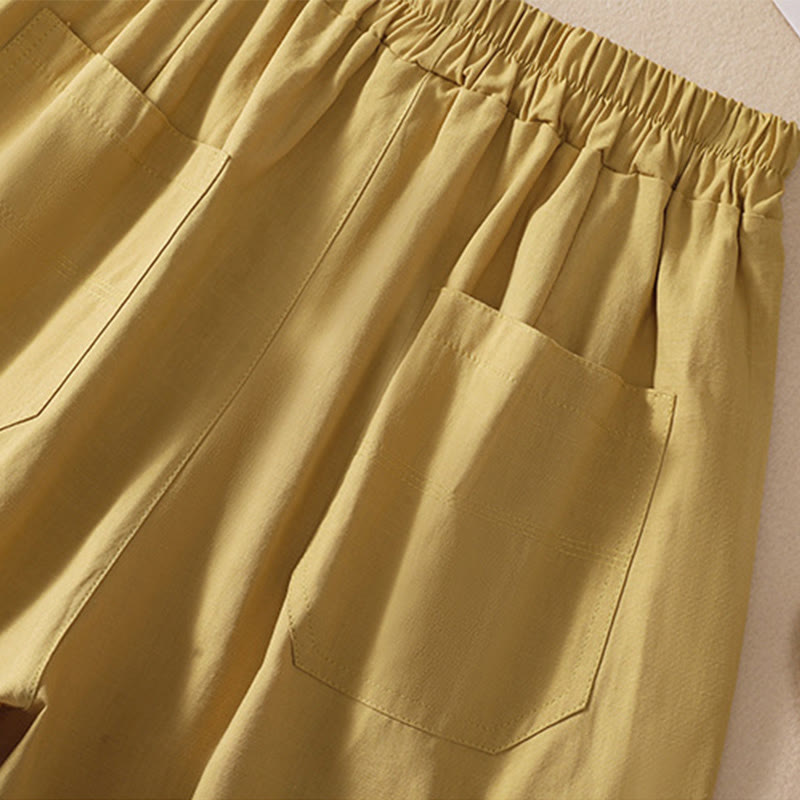 Pantaloncini da donna in poliestere con tasche, casual, estivi, elasticizzati e semplici, con Buddha Stones - image 28