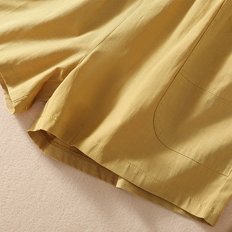 Pantaloncini da donna in poliestere con tasche, casual, estivi, elasticizzati e semplici, con Buddha Stones