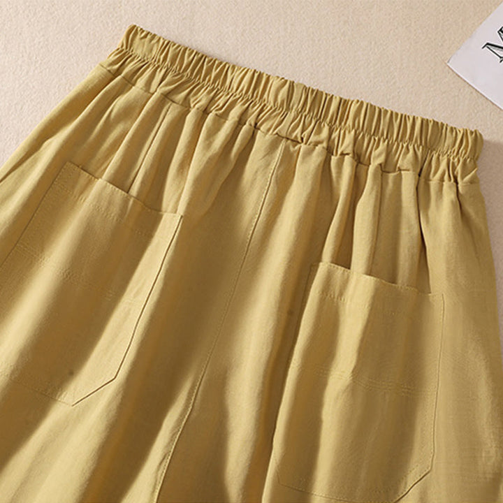 Pantaloncini da donna in poliestere con tasche, casual, estivi, elasticizzati e semplici, con Buddha Stones