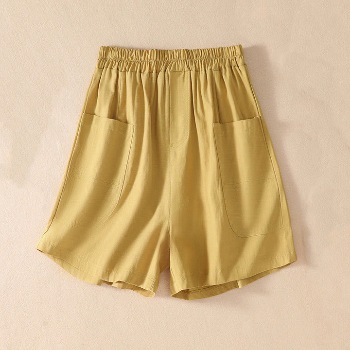 Pantaloncini da donna in poliestere con tasche, casual, estivi, elasticizzati e semplici, con Buddha Stones