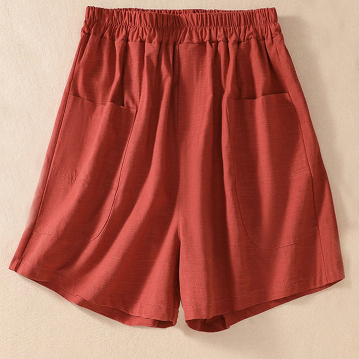 Pantaloncini da donna in poliestere con tasche, casual, estivi, elasticizzati e semplici, con Buddha Stones