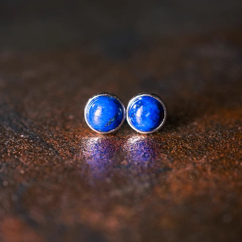 Orecchini vintage Buddha Stones in argento sterling 925 con lazurite e lapislazzuli - image 1