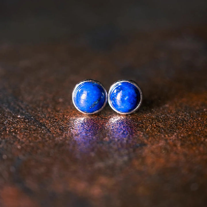 Orecchini vintage Buddha Stones in argento sterling 925 con lazurite e lapislazzuli - image 1