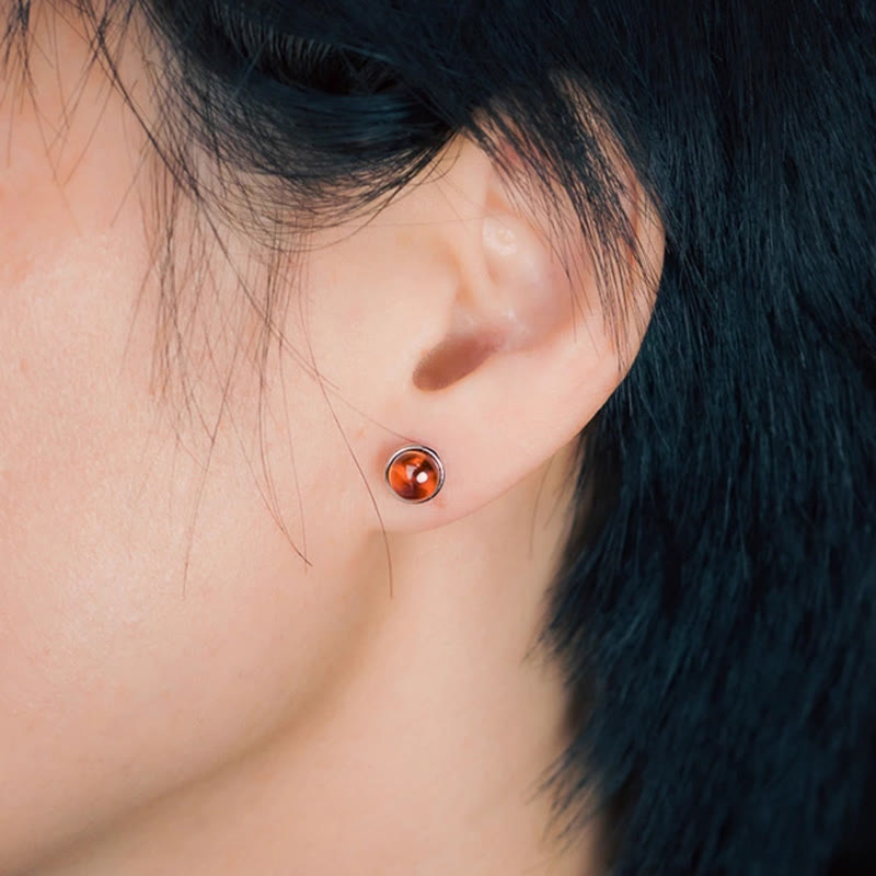 Orecchini di protezione in argento sterling 925 con granato Buddha Stones - image 7