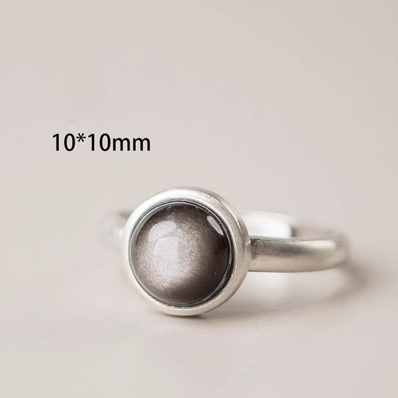 Anello di protezione regolabile in argento sterling 925 con Buddha Stones e ossidiana lucida naturale - image 11