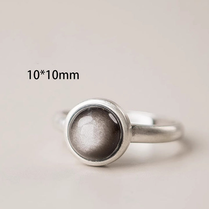 Anello di protezione regolabile in argento sterling 925 con Buddha Stones e ossidiana lucida naturale - image 11