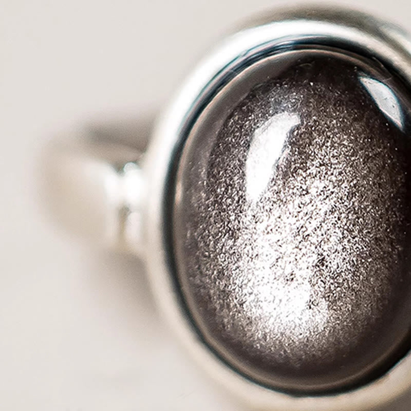 Anello di protezione regolabile in argento sterling 925 con Buddha Stones e ossidiana lucida naturale - image 8