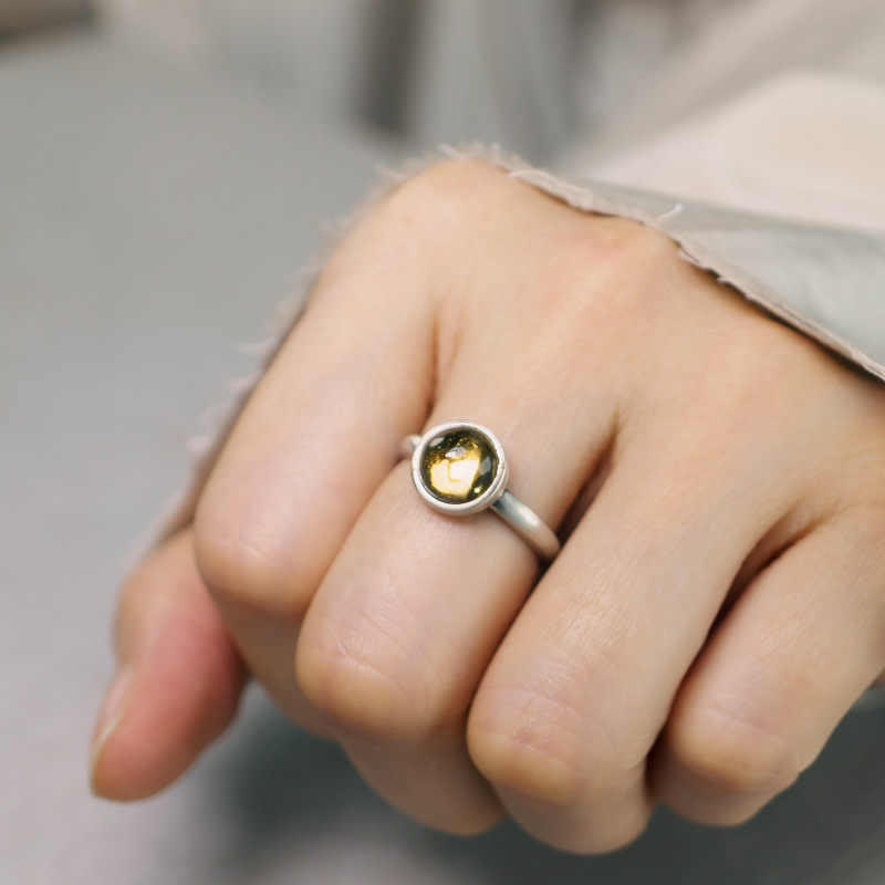 Anello di protezione regolabile in argento sterling 925 con citrino naturale Buddha Stones