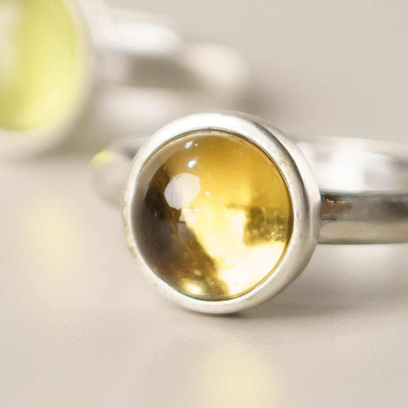 Anello di protezione regolabile in argento sterling 925 con citrino naturale Buddha Stones