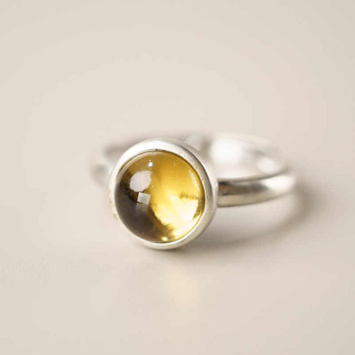 Anello di protezione regolabile in argento sterling 925 con citrino naturale Buddha Stones