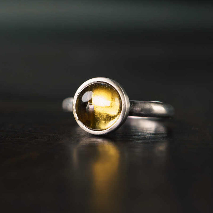 Anello di protezione regolabile in argento sterling 925 con citrino naturale Buddha Stones