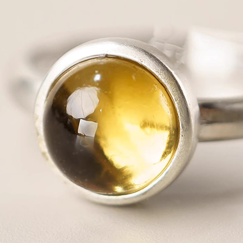 Anello di protezione regolabile in argento sterling 925 con citrino naturale Buddha Stones