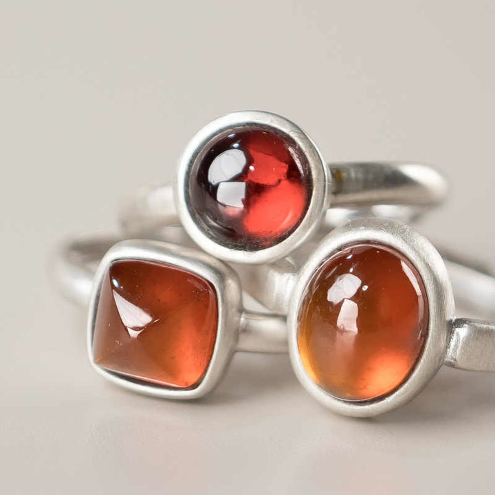 Anello regolabile con granato naturale in argento sterling 925 Buddha Stones , con effetto calmante